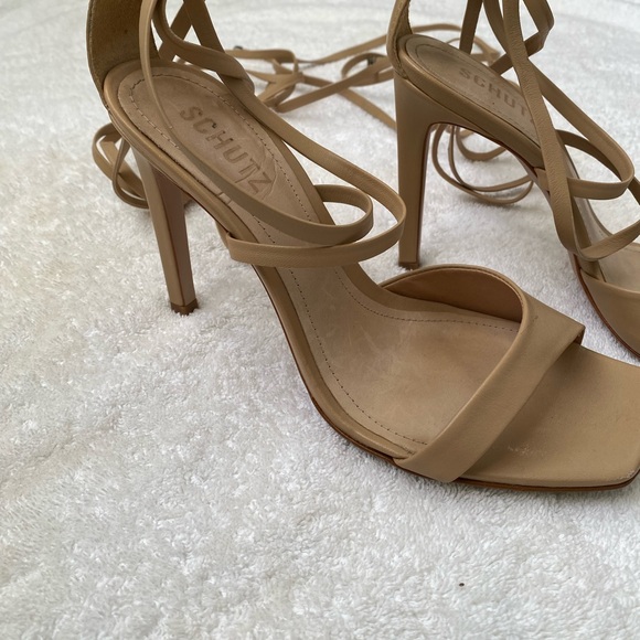 SCHUTZ Beige Strappy Heels Size 9B - Picture 7 of 11